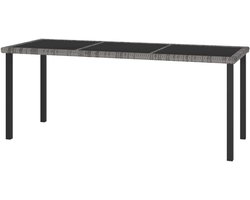 Tuineettafel - Buitenmeubel Tafel - Terras Dineren - Gehard Glasblad - 180 x 70 x 73 cm - Grijs