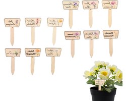 Tuinetiketten Houten - Plantenmarkers Herbruikbaar - Planten Identificeren - Waterdicht Ontwerp - 12 Stuks - Multicolor