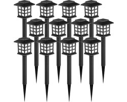 Tuinfakkel op Zonne Energie - 12 Stuks - Tuinverlichting op Zonne Energie - Solar Tuinverlichting - Tuinverlichting - Padverlichting - Tuinlantaarn - Tuinverlichting op Zonneenergie - Buitenverlichting - Zwart