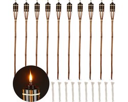 Tuinfakkels bamboe - set van 10 - met reservelont - 90 cm