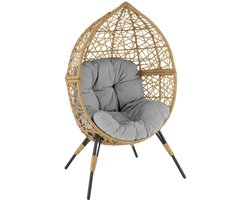 Tuinfauteuil Oskar Bruin Ei-Stoel inclusief kussen Rotan/Antraciet