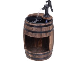 Tuinfontein - fontein met waterval - van dennenhout en metaal, donkerbruin, Ø32x58,5cm