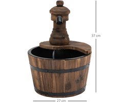 Tuinfontein Houten Vat - Decoratieve fontein Watervat - Tuin Decoratie - Inclusief stille pomp - Ø 27 x 37 cm
