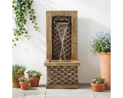 Tuinfontein / Sierfontein, vrijstaand, antieke stijl, 230V waterval-waterelement voor tuinen, vijvers, terrassen en balkons — Voorzien van een kraantje, bassins en drie niveaus met stromend water