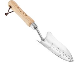 Tuingekartelde planttroffel, multifunctionele schep met essenhout en roestvrijstalen graaftroffel-transplantator