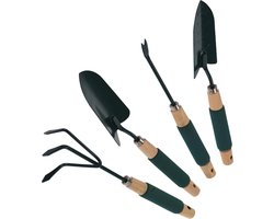 Tuingereedschap - 4 delige set - Fijne zachte handgreep - Duurzaam - Plantschep - Handcultivator - Onkruidsteker - Transplantatie Troffel