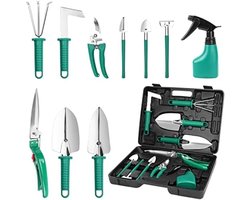 tuingereedschap set - 10-Delig - met draagtas - Duurzame roestvrije set - voor tuinonderhoud - Geschenk set