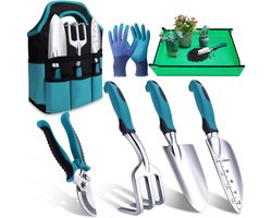 Tuingereedschapset (7-delig), handgereedschap voor in de tuin, tuingereedschapset, inclusief een cultivator, gemaakt van roestbestendig roestvrij staal en aluminiumlegering, set tuinbenodigdheden.