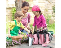Tuingereedschapset - 8 in 1 - set van 8 - roze - roestvrij staal