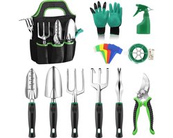 Tuingereedschapsset tuingereedschap 32-delige set met draagbare roestvrijstalen gereedschappen, scharen en handschoenen, tuintas en tuinsproeier voor planten in de tuin