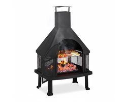 Tuinhaard met bbq - met vonkenscherm en pook - 110 x 63 x 51 cm