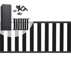 Tuinhek met poort set composiet antraciet Design met antraciet alu frame (4,88 mtr)