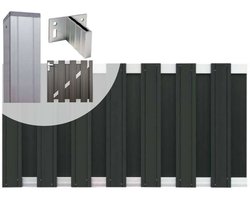 Tuinhek met poort set composiet Stijl antraciet met blank aluminium frame (4,88 mtr)