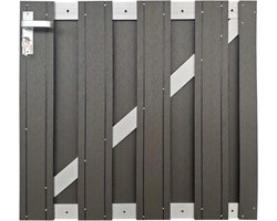 Tuinhek poort composiet Stijl antraciet met alu frame incl. hang- en sluitwerk (100 x 93,5 cm)