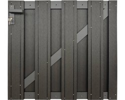 Tuinhek poort composiet Stijl antraciet met antraciet frame incl. hang- en sluitwerk (100 x 93,5 cm)