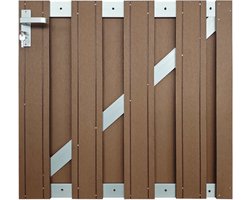 Tuinhek poort composiet Stijl bruin met alu frame incl. hang- en sluitwerk (100 x 93,5 cm)