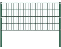 Tuinhek | Schuttingpaneel met palen ijzer 522x80 cm groen