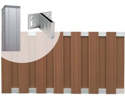 Tuinhek set composiet Stijl bruin met blank aluminium frame (7,54 mtr)