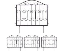 tuinhek - set van 4 - 48 x 60 cm - metaal - zwart