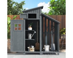 Tuinhuis, gereedschapsschuur, gereedschapskast, BxD: 124x46 cm, BxDxH: 124x46x174cm, ook geschikt voor kleine tuinen, grijs, (houten schuur, 1 stuk, tuinhuis)