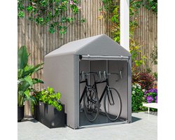 Tuinhuis met Schuin Dak – Gereedschapsschuur - Multifunctionele tuinhuis - Fietsschuur - 120 x 179 x 165 cm - Outdoor Tuinopslag - Voor Achtertuin, Terras en Grasveld - Weerbestendig - Grijs