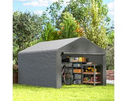 Tuinhuis met Schuin Dak – Gereedschapsschuur - Multifunctionele tuinhuis - Fietsschuur - 200 x 238 x 183 cm - Outdoor Tuinopslag - Voor Achtertuin, Terras en Grasveld - Weerbestendig - Grijs