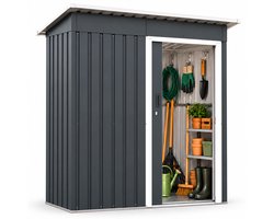 Tuinhuis metaal - 181x163x86 cm - met haken - grijs-wit