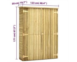 Tuinhuis – Tuinopslag – Tuinhok – Tuinkast – Tuinhuisje – Geïmpregneerd Grenenhout – Weerbestendig En Stevig – Afmeting 123x50x171 Cm – Bruin