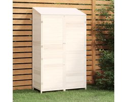 Tuinhuisje Hout - Opberghuis Buiten - Tuinspullen Opbergen - Stevig Massief Hout - 102x52x1745 cm - Wit