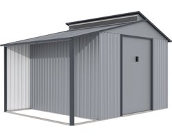 Tuinhuisje met overkapping metaal "Madras" - 9.12 m² - 355 x 257 x 237 cm - Grijs