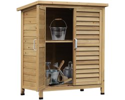 Tuinhuisje – Tuinkast – Tuinberging – Tuinschuur – Berging – Hout – Schuin Dak – Ruime Opbergruimte - 79 x 46.5 x 96.5 cm - Natuurlijk Hout