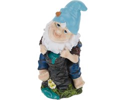 tuinkabouter met emmer - vorstvast - buiten - 24 cm - kunststeen
