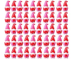 Tuinkabouters - 50 stuks - tuindecoratie - Harsdwerg - dwerg decoratie pop - Mini Kabouters Figuren - Valentijnsdag - Tuinkabouters - Geschikt voor jubilea of ​​Valentijnsdag - Rood, roze