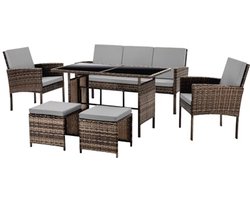 Tuinkamer set voor 7 personen met lounge tafel en kussens