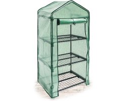 tuinkas - 3 rekken - 125 x 70 x 50 cm - kweekkas - folie - groen