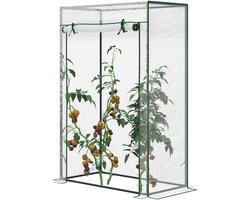Tuinkas - balkonkas - versterkt PVC - doek - stalen frame - oprolbare deur met ritssluiting - voor groenten - planten en bloemen in alle seizoenen - binnen en buiten - 100 x 50 x 150 cm - wit