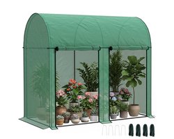 Tuinkas van 2 m² - tomatenkas - 2 oprolbare deuren met ritssluiting - staal - PE met hoge dichtheid - UV - bestendig - 2 x 1 x 1 - 78 m - groen