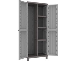 Tuinkast Buiten Kunststof – Weerbestendige Opbergkast – Tuinberging voor Gereedschap & Kussens – Grijs