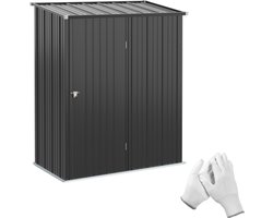 Tuinkast Gegalvaniseerd Staal 161,5x94,5x196cm Zwart Waterdicht met Deur 1,34m² voor Fietsen Opslag Buiten