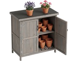 Tuinkast - grijs - 75x88x44 cm - met opbergruimte