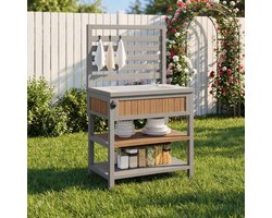 Tuinkast Hout - Buitenkast Grillstation - Outdoor Keuken - Waterbekken Met Kraan - 80 x 51 x 119 cm - Natuurhoutkleur