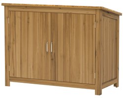 Tuinkast Hout - Buitenkast met 2 Planken - Opbergkasten - Tuinhuis - Tuinschuur - Gereedschapskast - Tuinberging - Weerbestendig - voor Buiten, Tuin & Balkon - Bruin - 110x50x85cm