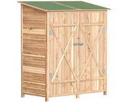 Tuinkast Hout - Buitenkast met Asfaltdak - Opbergkasten - Tuinhuis - Tuinschuur - Gereedschapskast - Tuinberging - Weerbestendig - voor Buiten, Tuin & Balkon - Vurenhout - 110x55x117 cm
