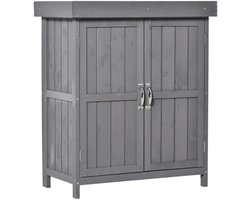 Tuinkast Hout - Buitenkast met Scharnierend Deksel - Opbergkasten - Tuinhuis - Tuinschuur - Gereedschapskast - Tuinberging - Weerbestendig - voor Buiten, Tuin & Balkon - Grijs - 74x43x88 cm