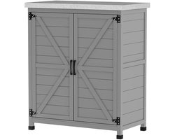 Tuinkast Hout - Buitenkast met Werkblad - Opbergkasten - Tuinhuis - Tuinschuur - Gereedschapskast - Tuinberging - Weerbestendig - voor Buiten, Tuin & Balkon - Grijs - 79x43x92 cm