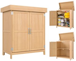 Tuinkast Hout - Buitenkast - Opbergkasten - Tuinhuis - Tuinschuur - Gereedschapskast - Tuinberging - Weerbestendig - voor Buiten, Tuin & Balkon - 74x43x88 cm