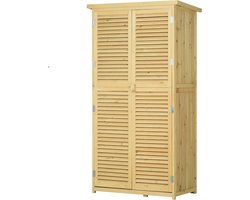 Tuinkast hout - Opbergkasten met deuren - Tuinhuis - Tuinschuur - Schuur voor gereedschap - 87 x 46,5 x 160 cm