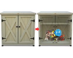 Tuinkast Hout - Tuinkist - Tuinkasten voor Buiten - Tuinberging - 60x130x150cm - Bruin met Groen Dak