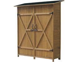 Tuinkast houten tuin berging "Espacio"- 140 x 49 x 162 cm - Bruin - kastanjebruin