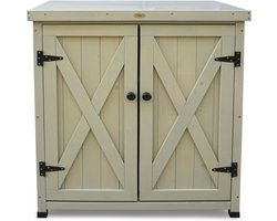 tuinkast met geïntegreerde plantentafel, grijs, 80 x 45 x 92 cm